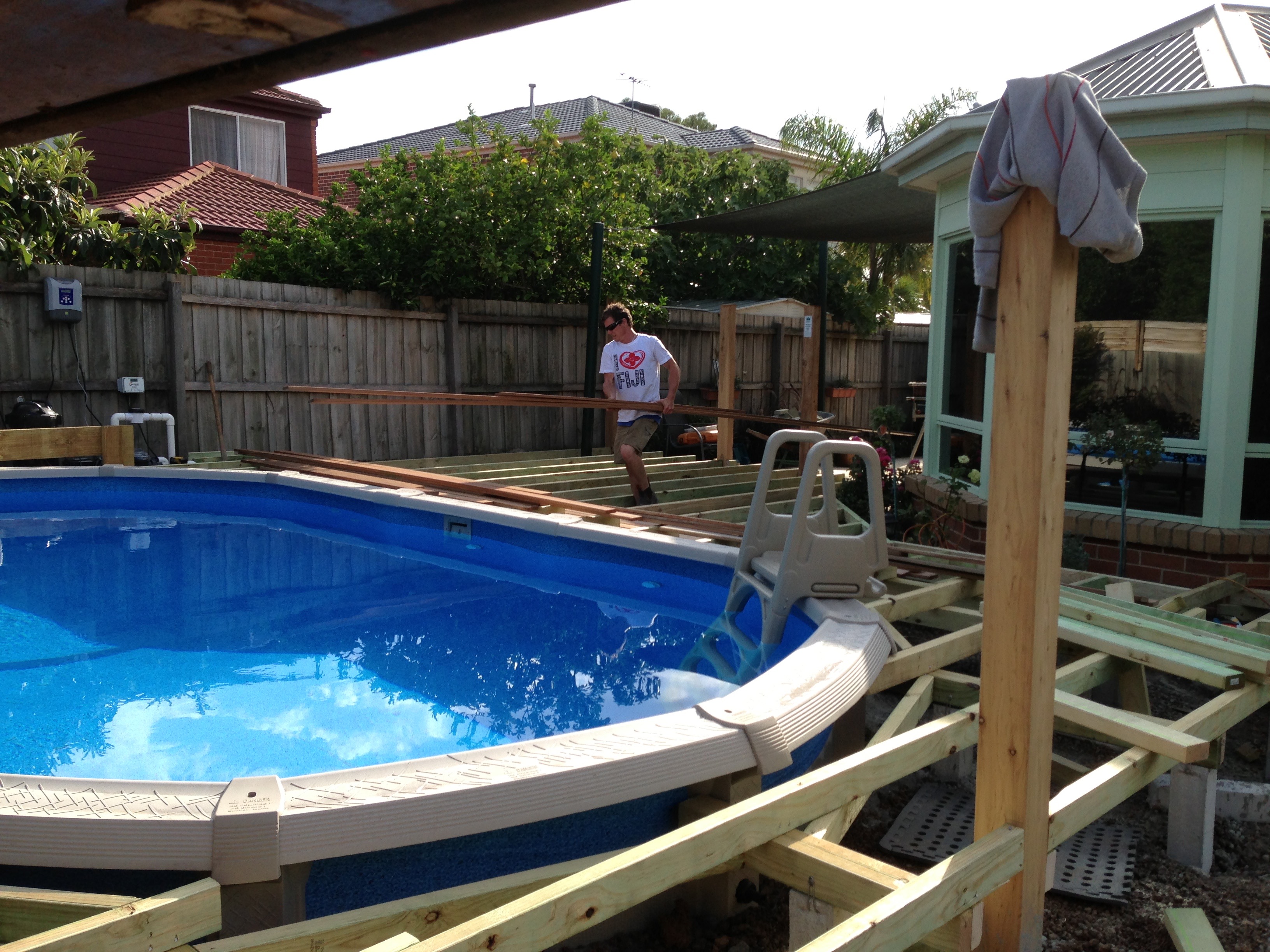 decking around pool start to finish (2)